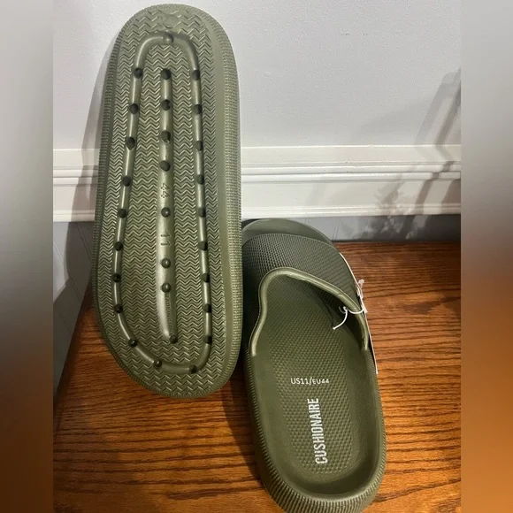 NWT-Cushionaire Men’s Olive Green Slides - Picture 5 of 6